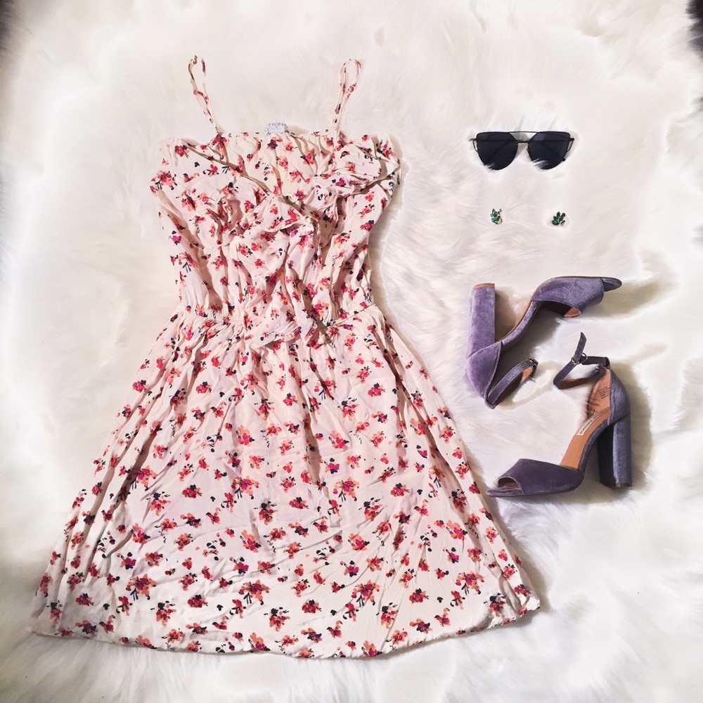 Summer floral sleeveless strap Midi dress